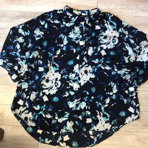 Apt 9 Navy White And Teal Blouse Size 3XL